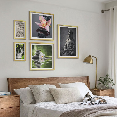 Conjunto de 5 quadros decorativos A atmosfera zen relaxante da natureza