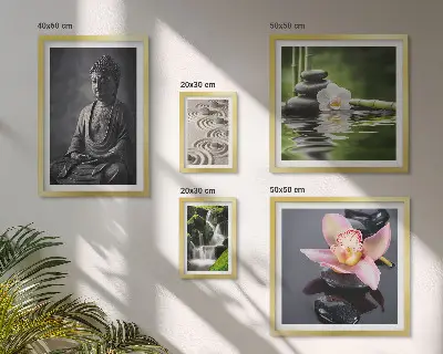 Conjunto de 5 quadros decorativos com atmosfera zen relaxante da natureza
