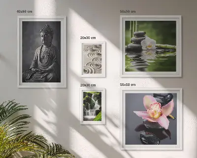 Conjunto de 5 quadros decorativos com atmosfera zen relaxante da natureza