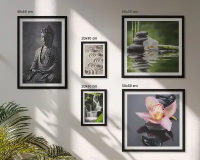 Conjunto de 5 quadros decorativos com atmosfera zen relaxante da natureza