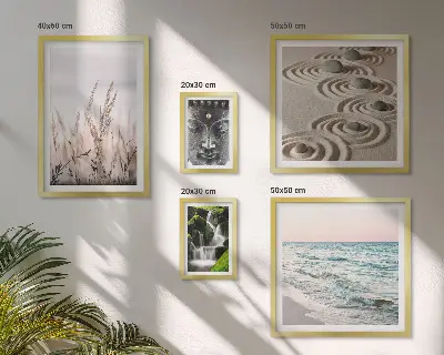 Galeria de parede tema natureza com água zen relaxante
