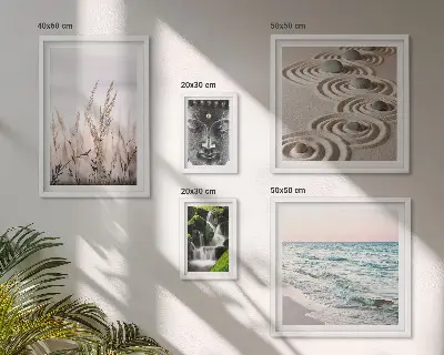 Galeria de parede tema natureza com água zen relaxante