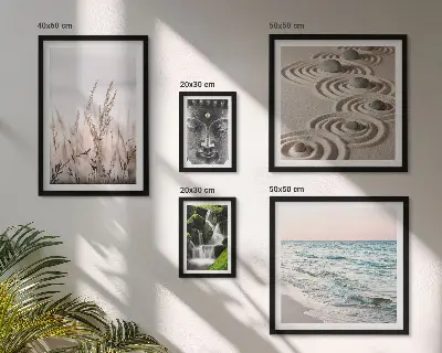 Galeria de parede tema natureza com água zen relaxante