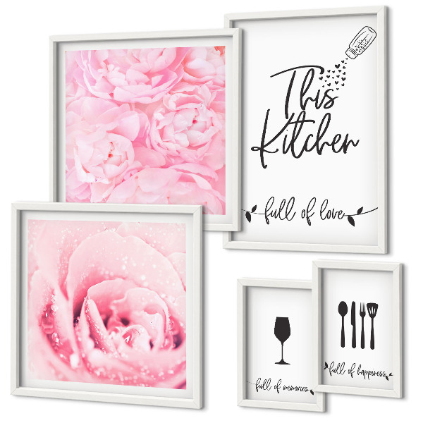 Parede galeria de quadros Inspirações de cozinha com acessórios de rosas