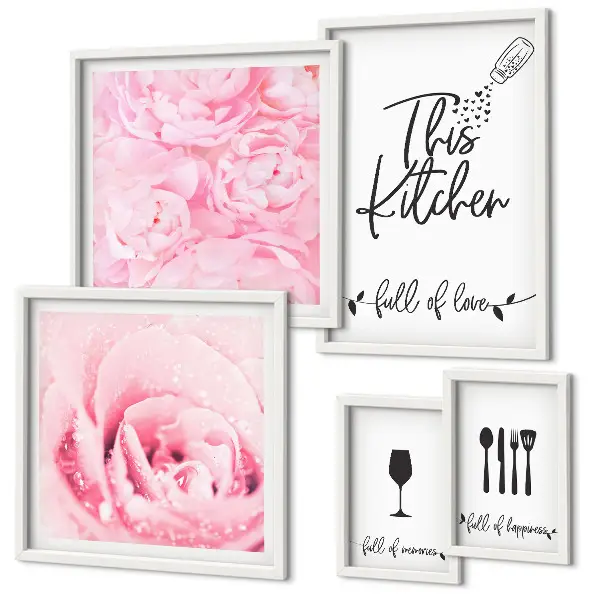 Galeria de quadros para parede inspirações de decoração para cozinha com acessórios de rosas
