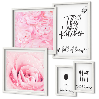 Parede galeria de quadros Inspirações de cozinha com acessórios de rosas