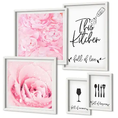 Galeria de quadros para parede inspirações de decoração para cozinha com acessórios de rosas