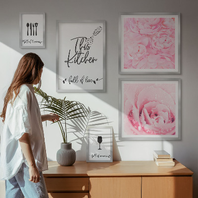 Parede galeria de quadros Inspirações de cozinha com acessórios de rosas