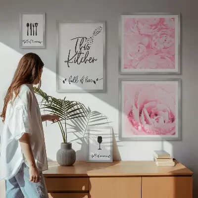 Galeria de quadros para parede inspirações de decoração para cozinha com acessórios de rosas