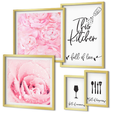 Parede galeria de quadros Inspirações de cozinha com acessórios de rosas