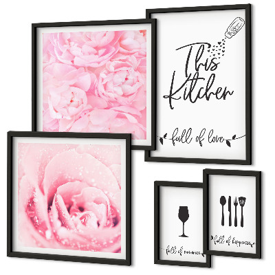 Parede galeria de quadros Inspirações de cozinha com acessórios de rosas