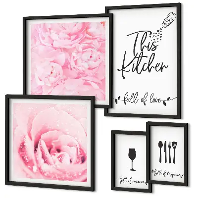 Galeria de quadros para parede inspirações de decoração para cozinha com acessórios de rosas
