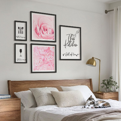 Parede galeria de quadros Inspirações de cozinha com acessórios de rosas
