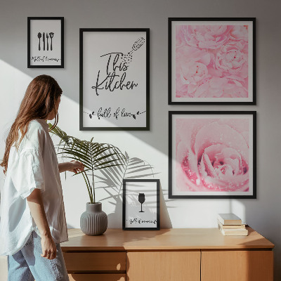 Parede galeria de quadros Inspirações de cozinha com acessórios de rosas
