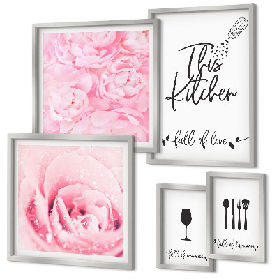 Parede galeria de quadros Inspirações de cozinha com acessórios de rosas