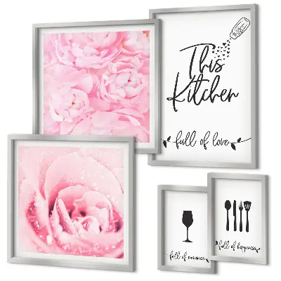 Galeria de quadros para parede inspirações de decoração para cozinha com acessórios de rosas