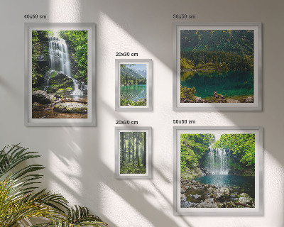 Conjunto de 5 quadros decorativos Cachoeiras, paisagens florestais, natureza
