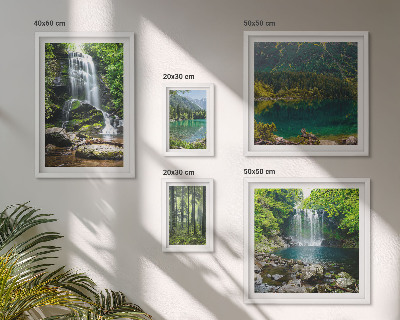 Conjunto de 5 quadros decorativos Cachoeiras, paisagens florestais, natureza