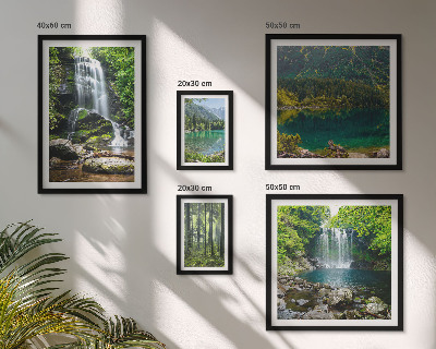 Conjunto de 5 quadros decorativos Cachoeiras, paisagens florestais, natureza