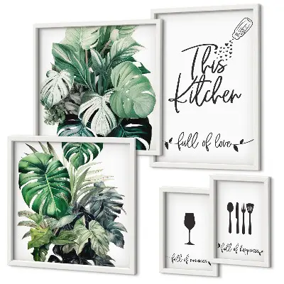 Galeria de quadros para parede com slogans positivos sobre plantas para cozinha