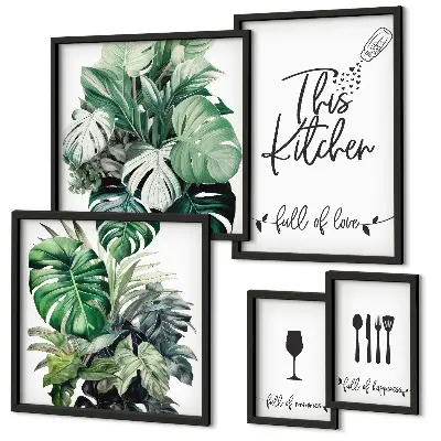 Galeria de quadros para parede com slogans positivos sobre plantas para cozinha