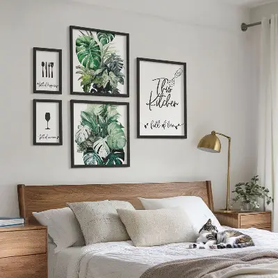 Galeria de quadros para parede com slogans positivos sobre plantas para cozinha