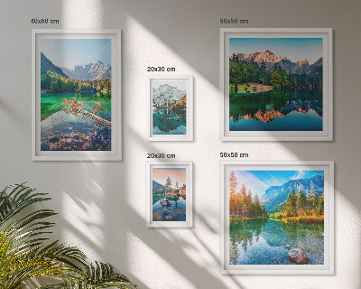 Conjunto de 5 quadros com moldura Paisagens montanhosas, lagos, florestas