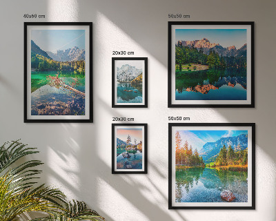 Conjunto de 5 quadros com moldura Paisagens montanhosas, lagos, florestas