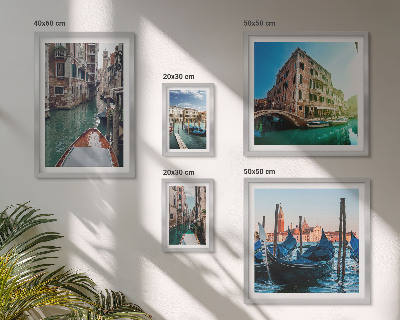 Conjunto de 5 quadros decorativos O encanto das gôndolas nos canais de Veneza