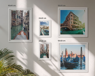 Conjunto de 5 quadros decorativos O encanto das gôndolas nos canais de Veneza