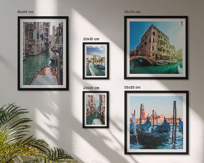 Conjunto de 5 quadros decorativos O encanto das gôndolas nos canais de Veneza