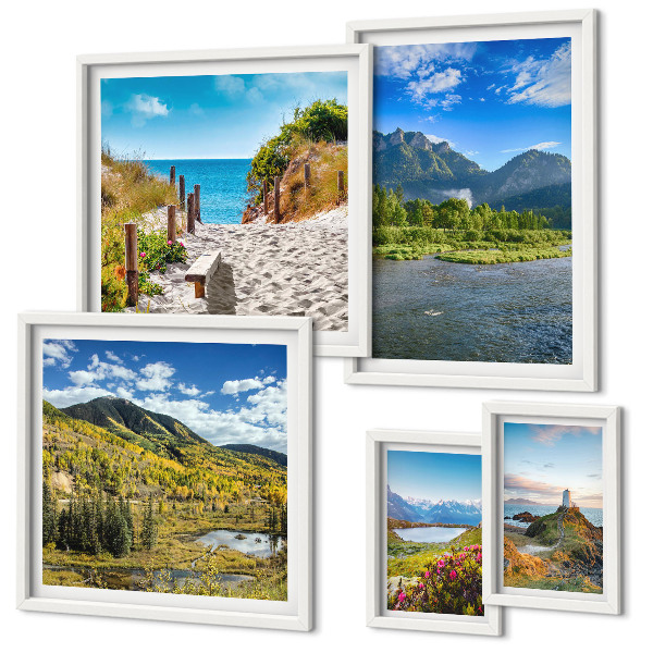 Galeria de parede Paisagens de montanhas e praias