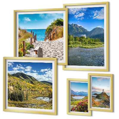 Galeria de parede Paisagens de montanhas e praias