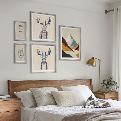 Conjunto de 5 quadros com moldura Retratos de animais estilosos