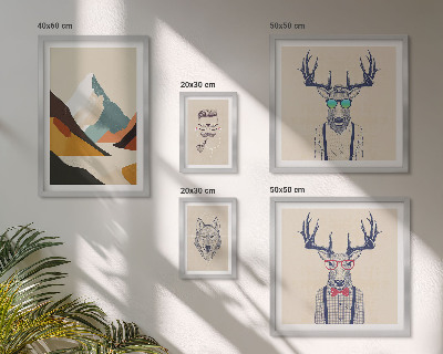 Conjunto de 5 quadros com moldura Retratos de animais estilosos