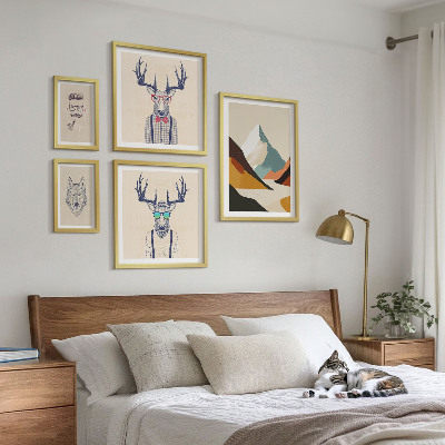 Conjunto de 5 quadros com moldura Retratos de animais estilosos