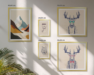 Conjunto de 5 quadros com moldura Retratos de animais estilosos