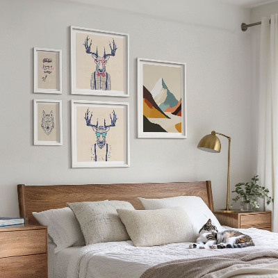Conjunto de 5 quadros com moldura Retratos de animais estilosos