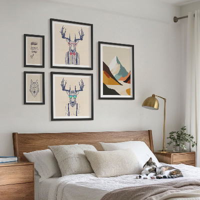 Conjunto de 5 quadros com moldura Retratos de animais estilosos