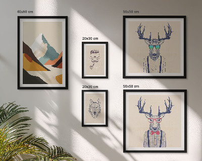 Conjunto de 5 quadros com moldura Retratos de animais estilosos