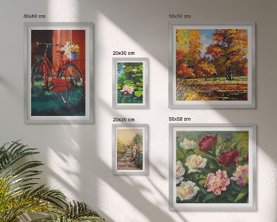 Conjunto de 5 quadros decorativos Bicicletas floridas pitorescas