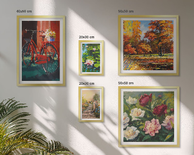 Conjunto de 5 quadros decorativos Bicicletas floridas pitorescas