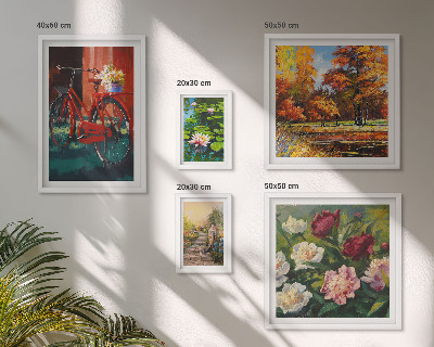 Conjunto de 5 quadros decorativos Bicicletas floridas pitorescas