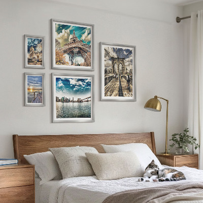 Conjunto de 5 quadros decorativos Pontes e estruturas da cidade