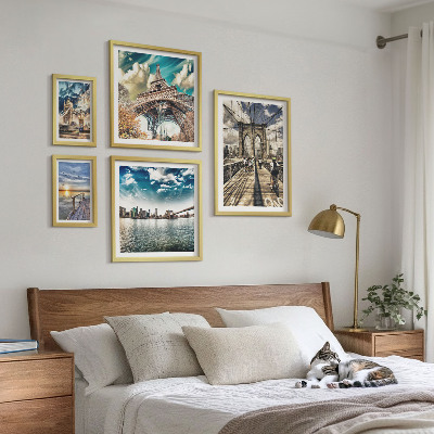 Conjunto de 5 quadros decorativos Pontes e estruturas da cidade