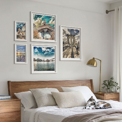 Conjunto de 5 quadros decorativos Pontes e estruturas da cidade