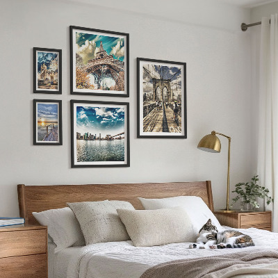 Conjunto de 5 quadros decorativos Pontes e estruturas da cidade