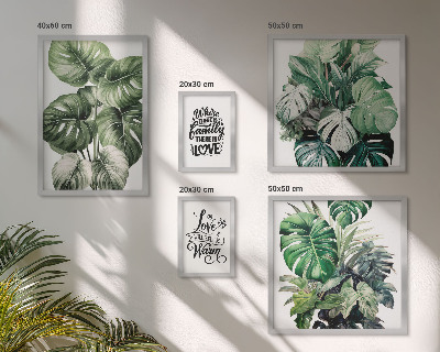 Conjunto de 5 quadros com moldura Frases boho com motivos de plantas