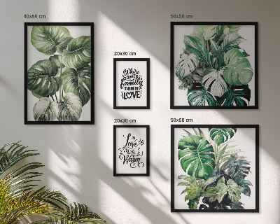 Conjunto de 5 quadros com moldura Frases boho com motivos de plantas