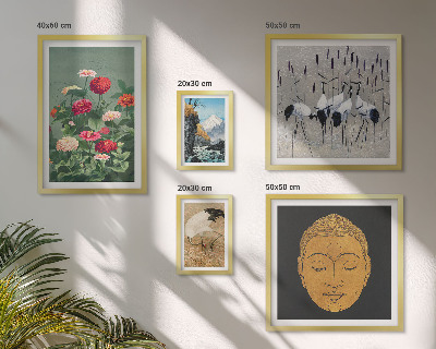 Conjunto de 5 quadros decorativos paisagens asiáticas flores